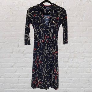 Tommy Hilfiger Wrap Dress Rope & Buckle Nautical Pattern Size S/P (Petite)